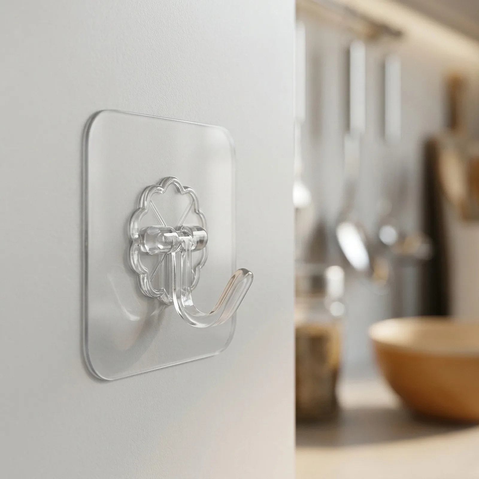 High Quality Transparent Hook Hook Up PVC + Stainless Steel Transparent Wall Mounted Hangers Holder Clothes Self