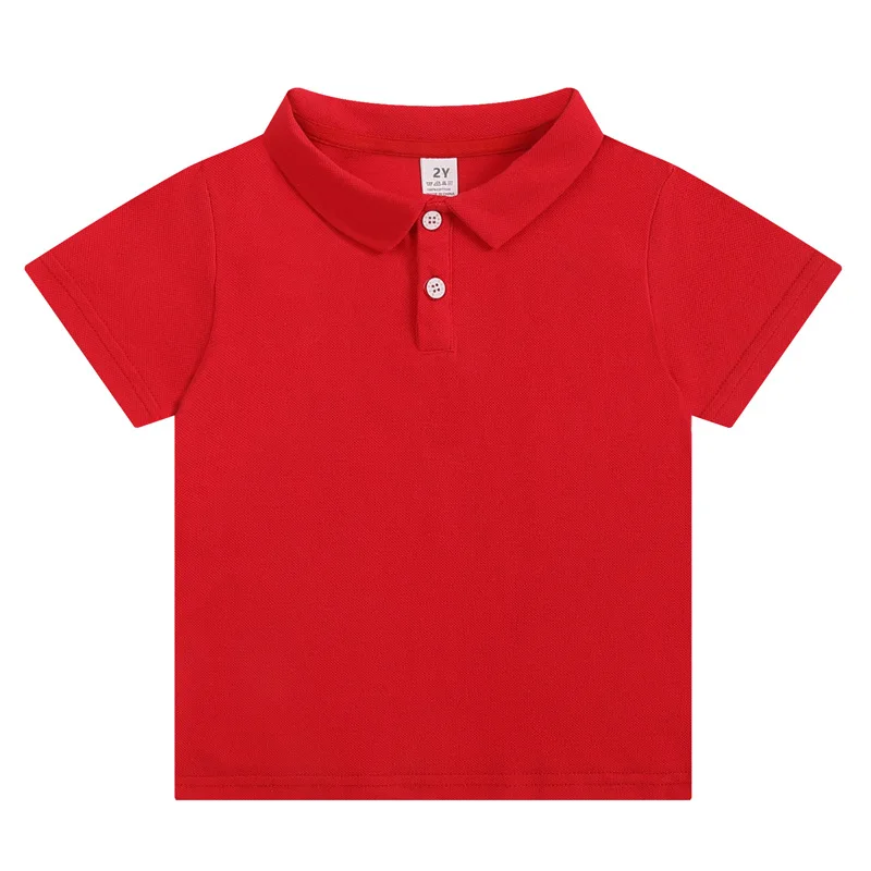 Children's Solid Color POLO Shirt Boys lapel Casual Slightly Stretch Kids Clothes Spring Summer Indoor Outdoor Sports Cotton Top