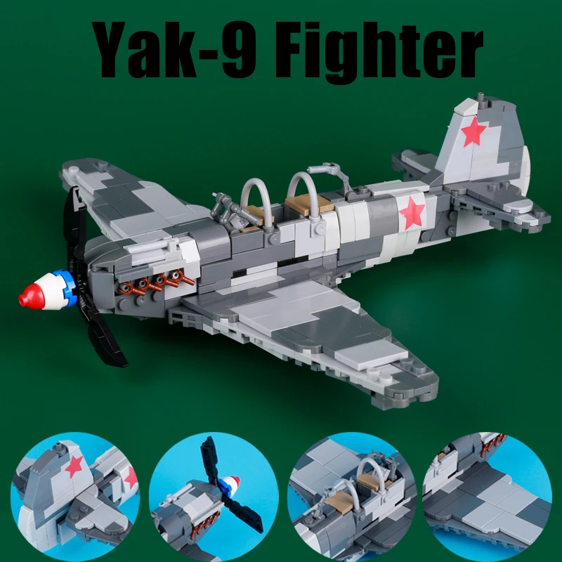 

Military Soviet Yak-9 Fighter Gunship Building Blocks WW2 Warplane Mini Model Soldiers Weapons Aircraft Brick Toys Kids Boy Gift