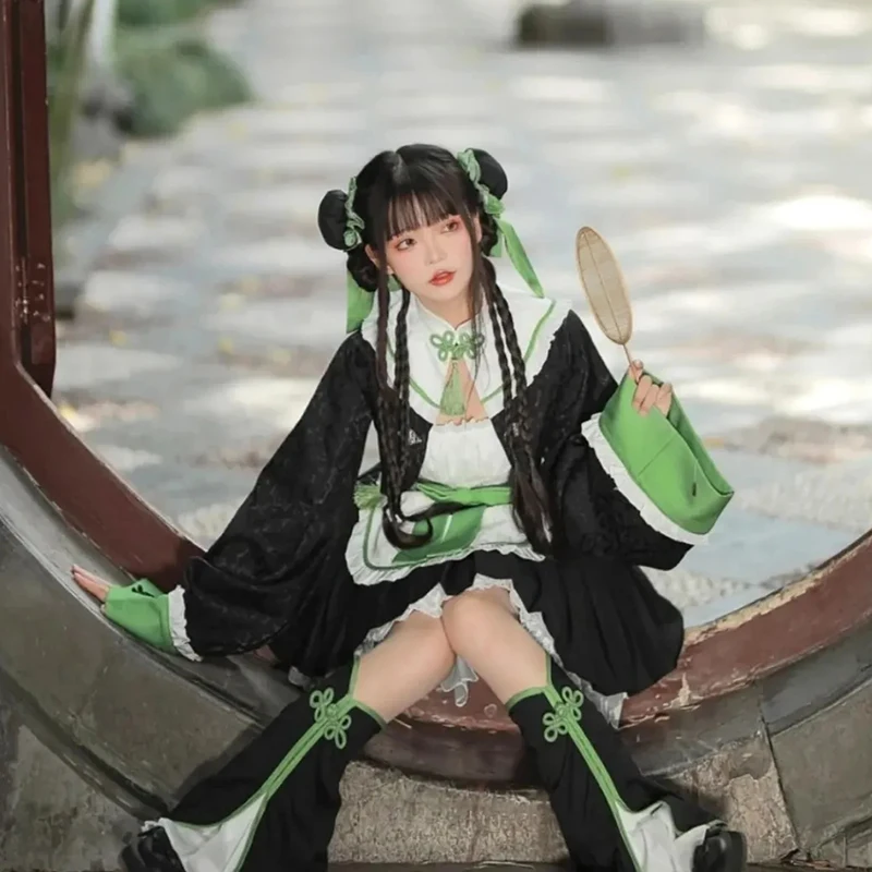 Anime Chinese Style Lolita Cosplay Costume Women Dress Maid Uniform Halloween Carnival Clothes - view 3