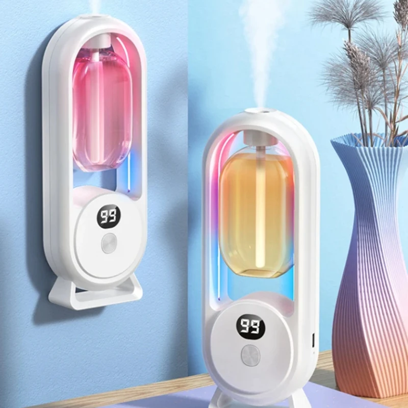 موزع زيت أساسي مثبت على الحائط ، قابل لإعادة الشحن ، بخاخ في الوقت المناسب ، شاشة رقمية ، معطر هواء