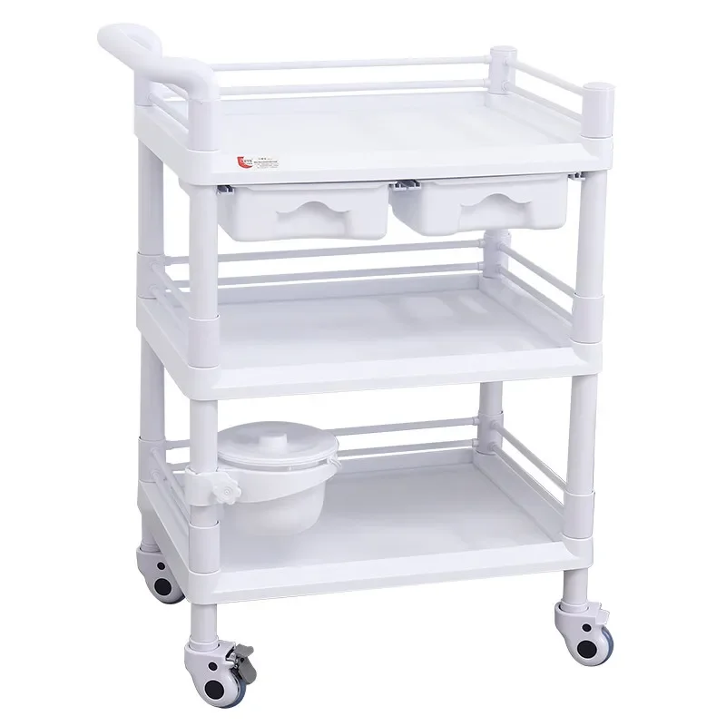 Plastic treatment cart Beauty salon storage rack Physiotherapy trolley Hospital clinic Instrument tool cart Nursing cart