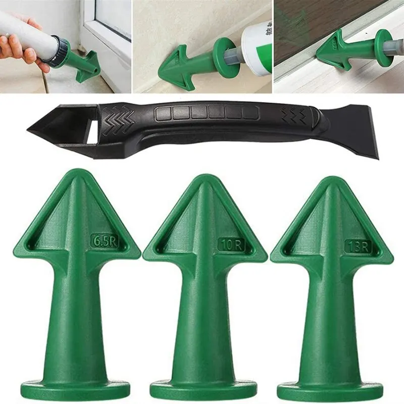 Plastic Silicone Tip Glue Spatula Set of 5 Multi-Angle Scraper Remove Seam Residue Doors, Windows and Corners Household Caulking