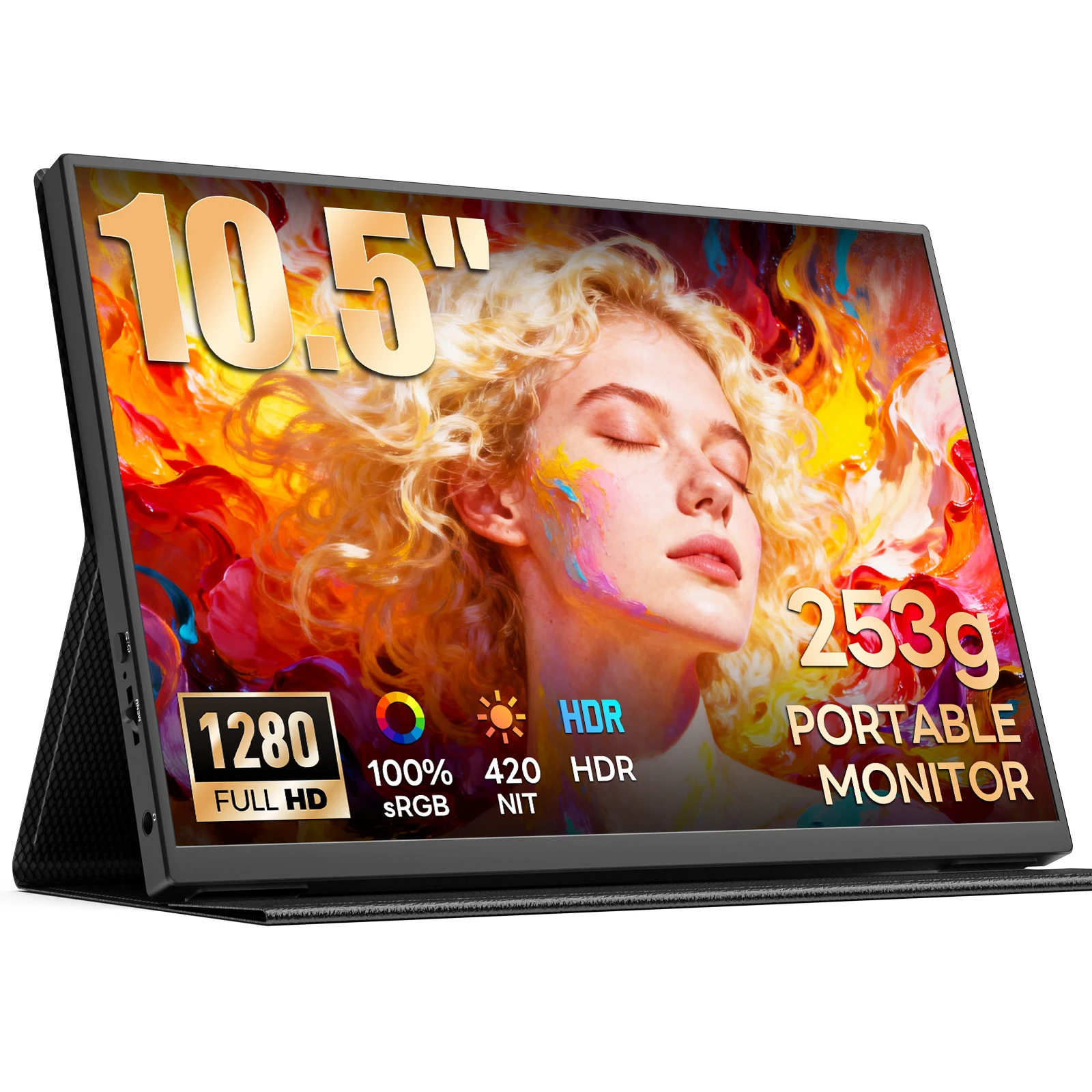 Dopesplay 10.5 inch Travel Portable Monitor with Pretective Case Ultra Thin 100%SRG 1280P IPS Screen Extender for Laptop PC Mac