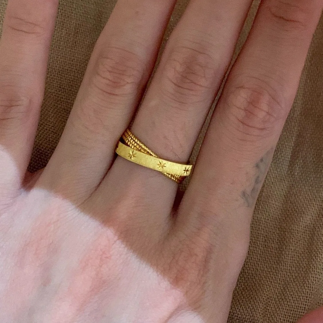 Vintage Metal Brushed Octagonal Star Cross Ring For Women Exquisite Fashion Jewelry Birthday Gifts