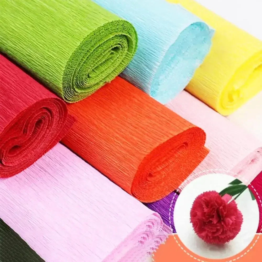 Rollo de papel crepé de colores para decoración de fiestas, suministros de papelería de primera calidad para manualidades de flores, bodas, cumpleaños, 1 piezas