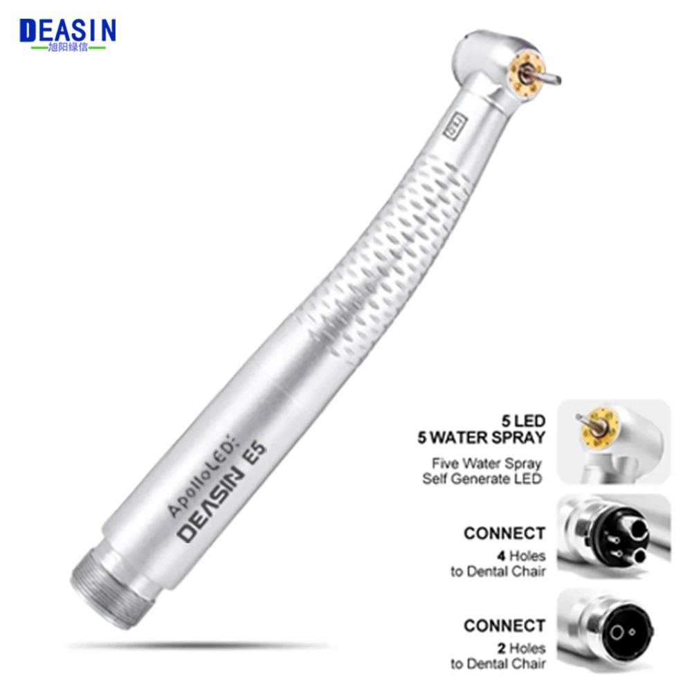 Dental High Speed 5 LED Handpiece Dentist Tips E-Generator Air Turbine B2 M4 Push Button 5 Water Spray Ceramic Rotor Tools