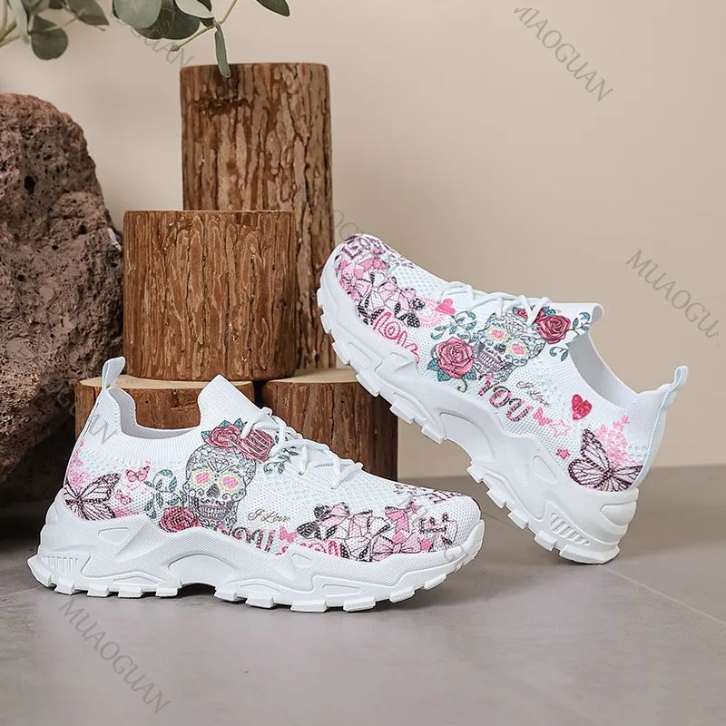 المرأة منصة أحذية رياضية 2026 ربيع الخريف موضة تنفس شبكة الدانتيل يصل مطبوعة الترفيه تنيس إسفين كعب حذاء رياضي غير رسمي #2