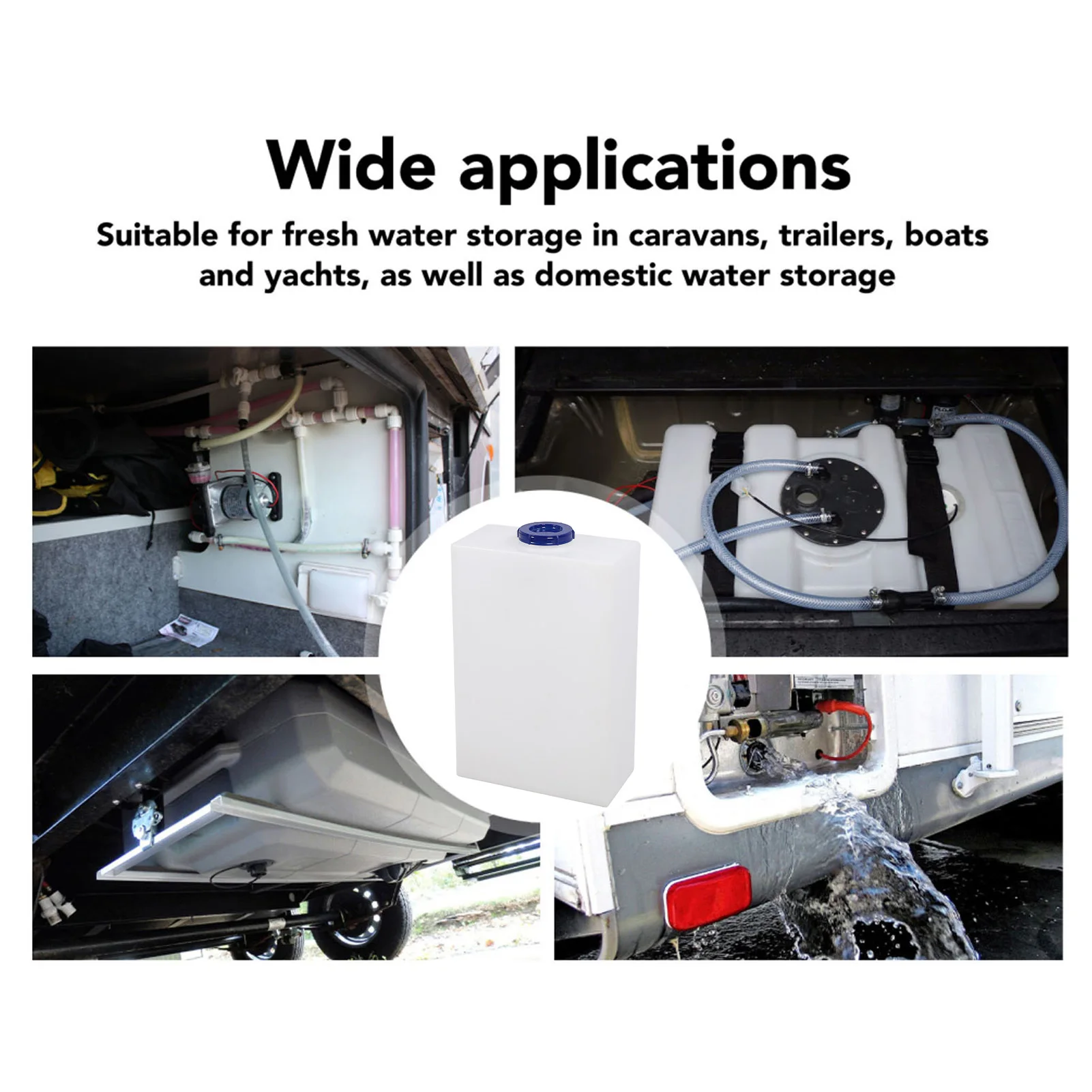 12 Gallons RV Water Tank Excellent Sealing Weather Proof Shock Resistant Water Storage Container for Trailer Campervan Boat Yach