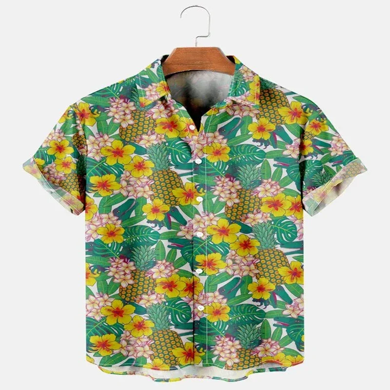 

Pineapples and Plants Print Hawaiian Shirt 3D Printed Hawaiian Shirt for Men and Women Casual Shirt Unisex