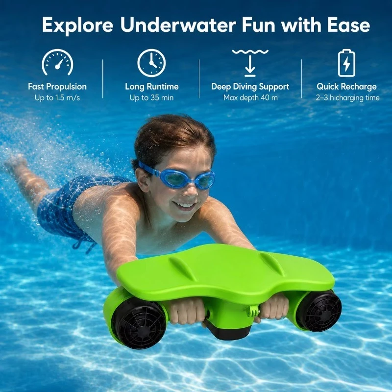 Lightweight Portable Underwater Booster Electric Sea Scooter with 4-7km/h Speed & 5200mAh Battery for Swimming & Water Sports - view 4