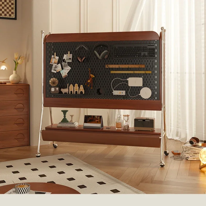 French Retro Portable TV Bracket TV Cabinet Simple Mid-Ancient Living Room Solid Wood Small Apartment Display