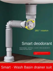 Wash Basin Downcomer Anti-Odor Artifact Washbasin Drainer Copper Sink Drain Pipe and Cap