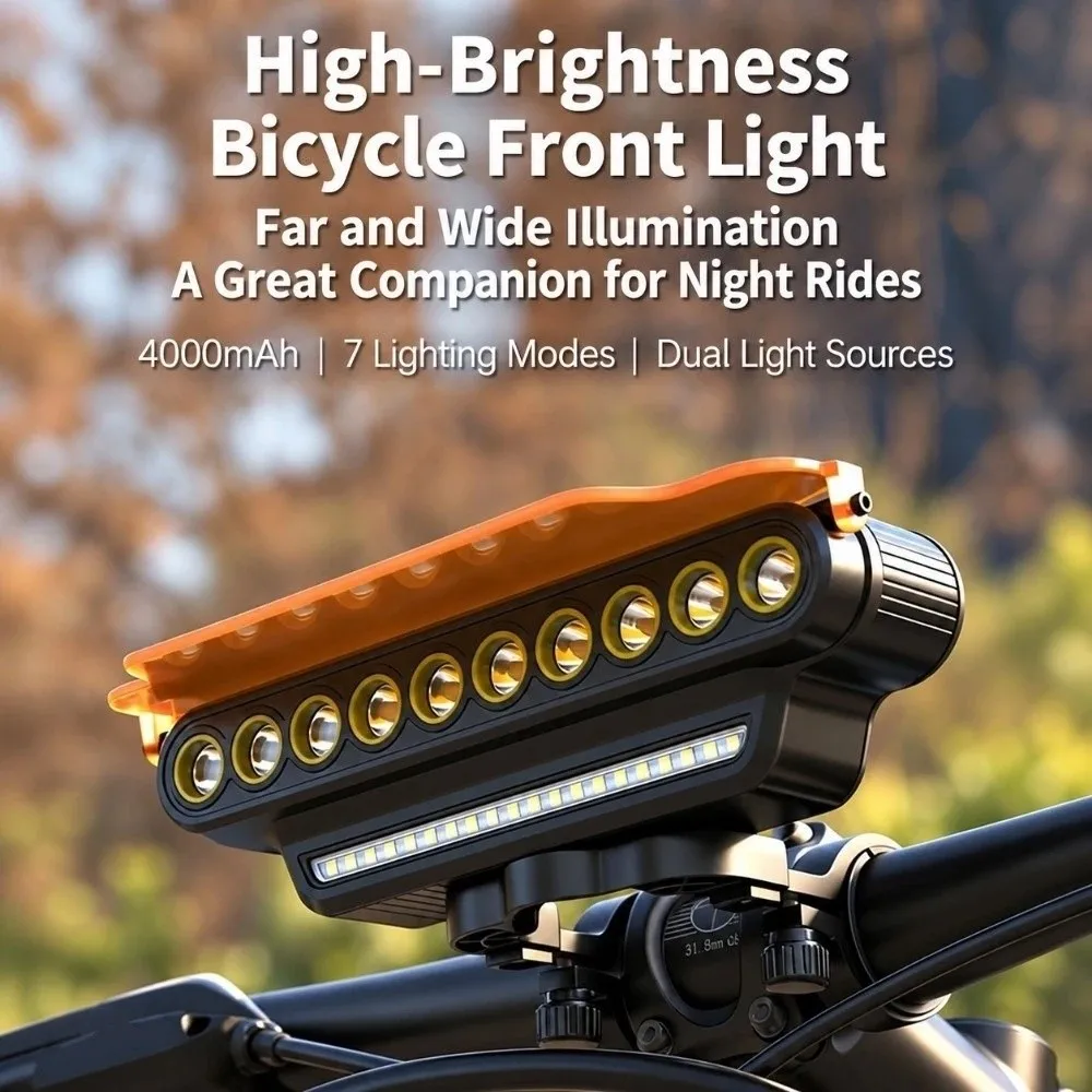 Bike Light Super Bright Bicycle Light 1000LM ABS MTB Flashlight Waterproof USB Charging Bike Headlight Handlebar Use