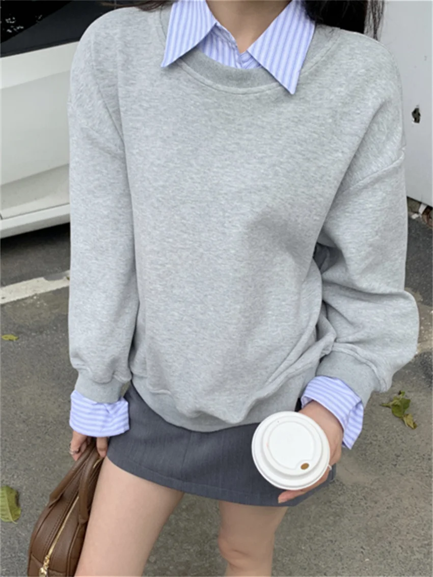 

Alien Kitty Preppy Style Women Sweatshirts Chic Loose New Spring 2023 All Match OL Gentle Casual Office Lady High Street