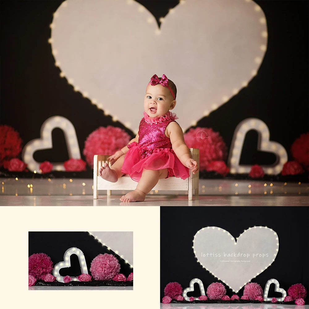 

Hearts On Fire Valentine Day Backdrops Kids Adult Photography Props Child Baby Birthday Cake Smash Photocall Decors Background