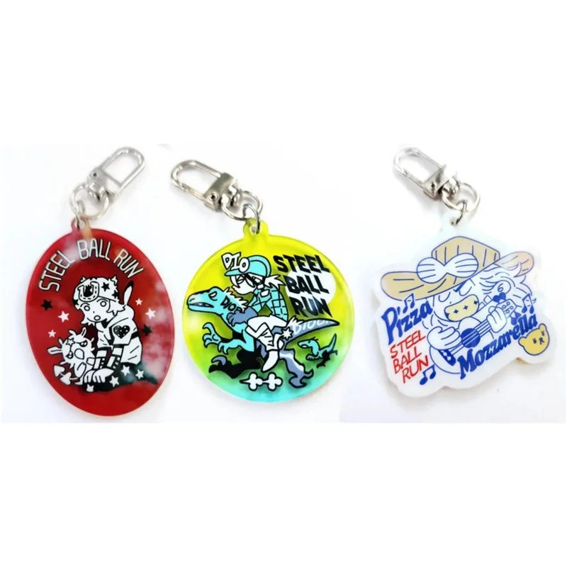 Anime STEEL BALL RUN JOJO SBR Cosplay Keychain Acrylic Keyring Ornament Key Chain Pendant Accessory Figure Prop