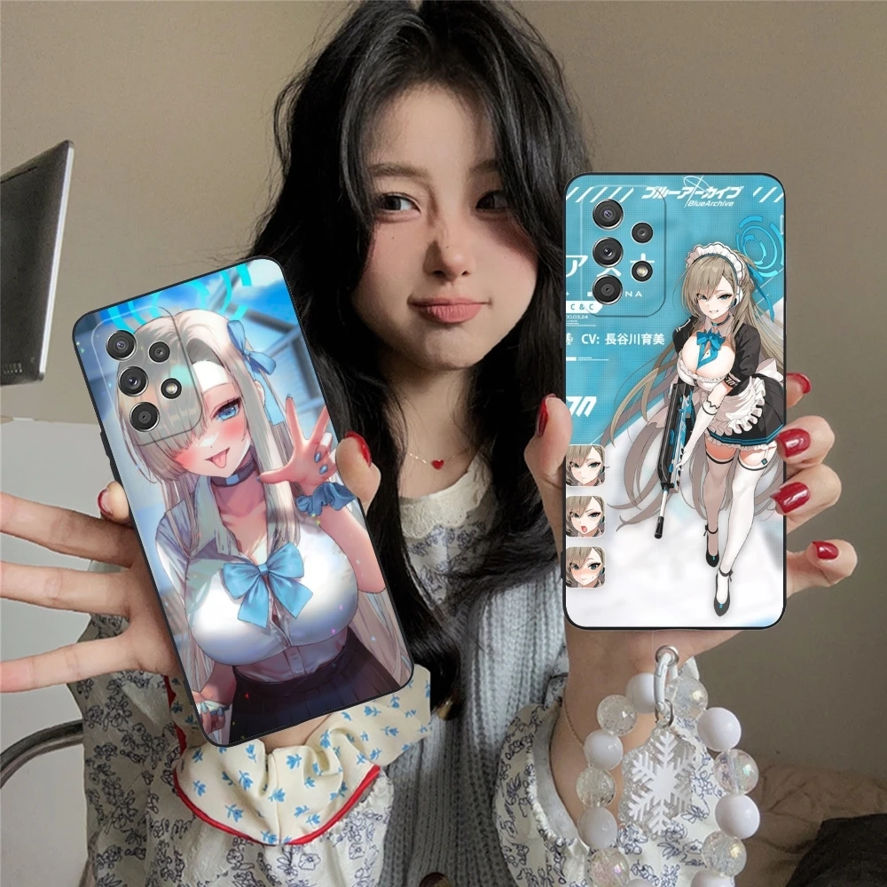 Blue Archive Asuna Mobile Cell Phone Case for Samsung Galaxy A91 73 71 70 54 53 52 34 24 23 21 S 5G Black Soft Phone Cover Shell