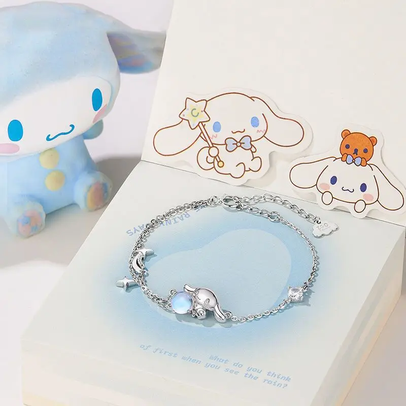 Cartoon Sanrio Cinnamoroll Moonstone Adjustable Size Bracelet Fashion Girls Niche Design Light Luxury Jewelry Accessories Gift