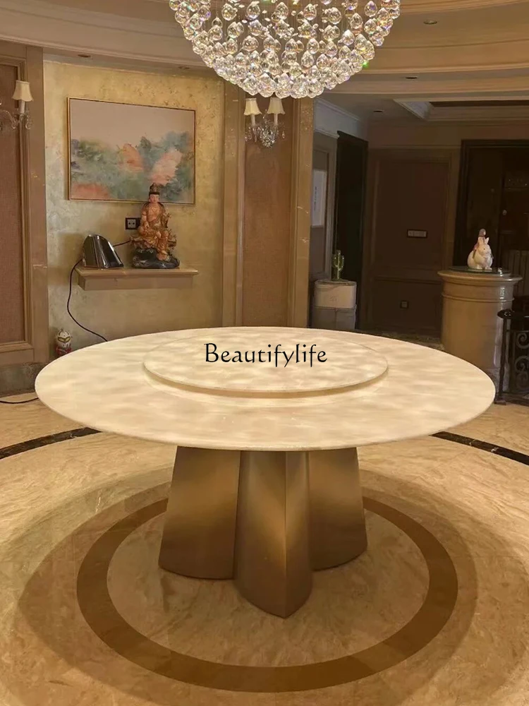 Natural Marble round Table Modern Simple and Light Luxury High-Grade Jade Home Dining Table