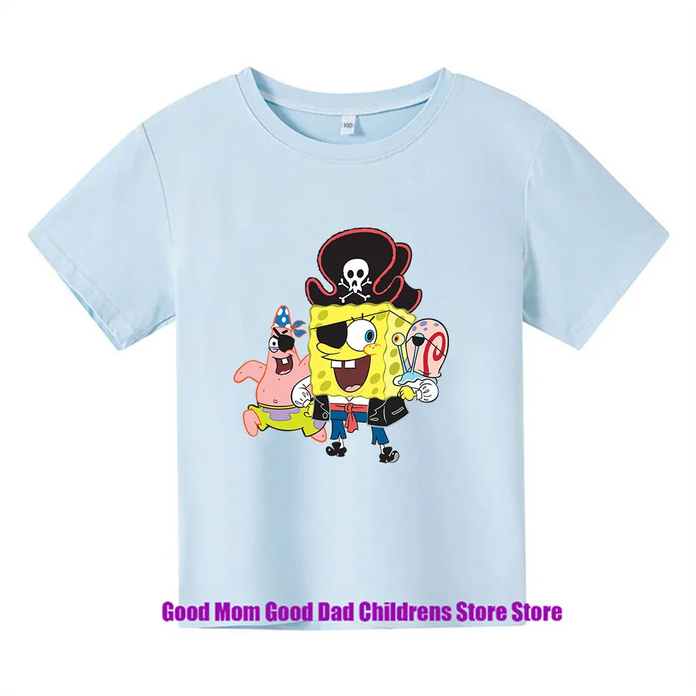 Spongebob Squarepants Summer Childrens Wear Boys And Girls T-shirt Top Cartoon Anime Print Children's Sportswear t shirt  boys