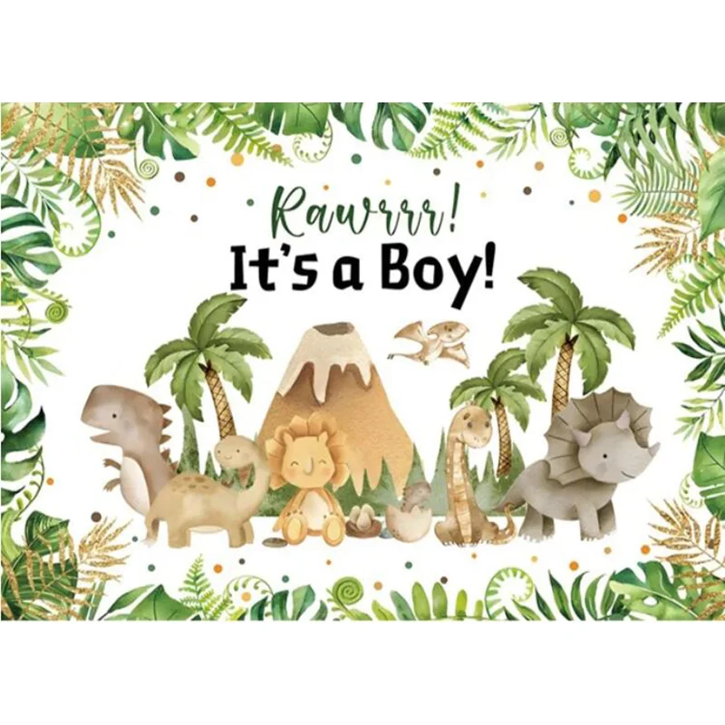 Cartoon Dinosaur Happy Birthday Party Decoration Newborn Photography Backdrop Props Photocall Baby Shower Photo Background HR-01