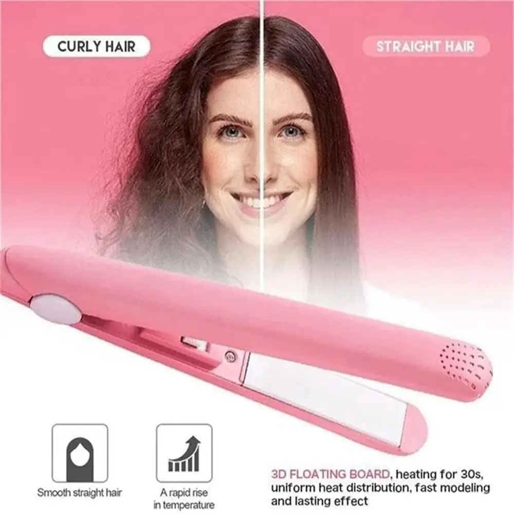Professional 2 in 1 Hair Straightener Mini Ceramic Electric Splint Hair Styling Tool Fast Heating Curling Iron Women