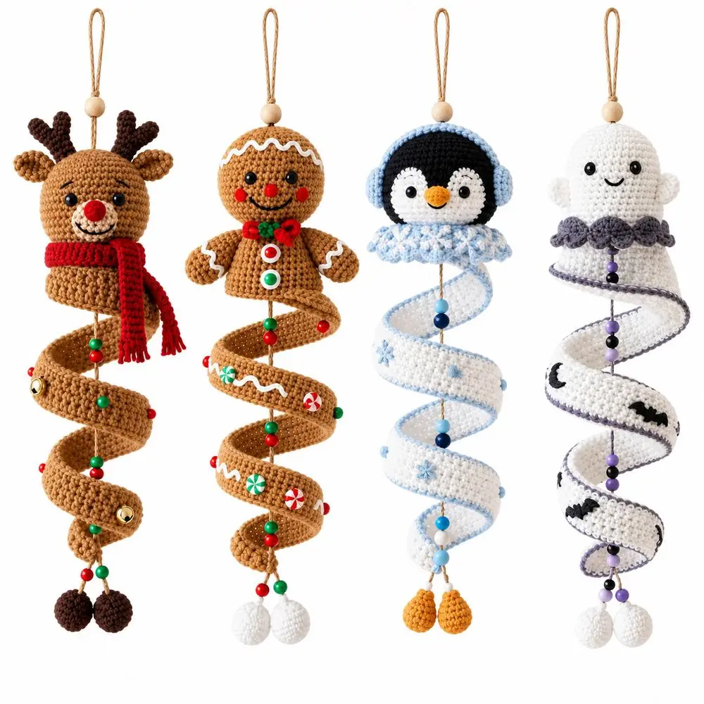 DIY Crochet Kit Crochet Ornament Kit Yarn Craft Handmade Style Santa Claus Spiral Ornament Kit Crochet Spiral Structure
