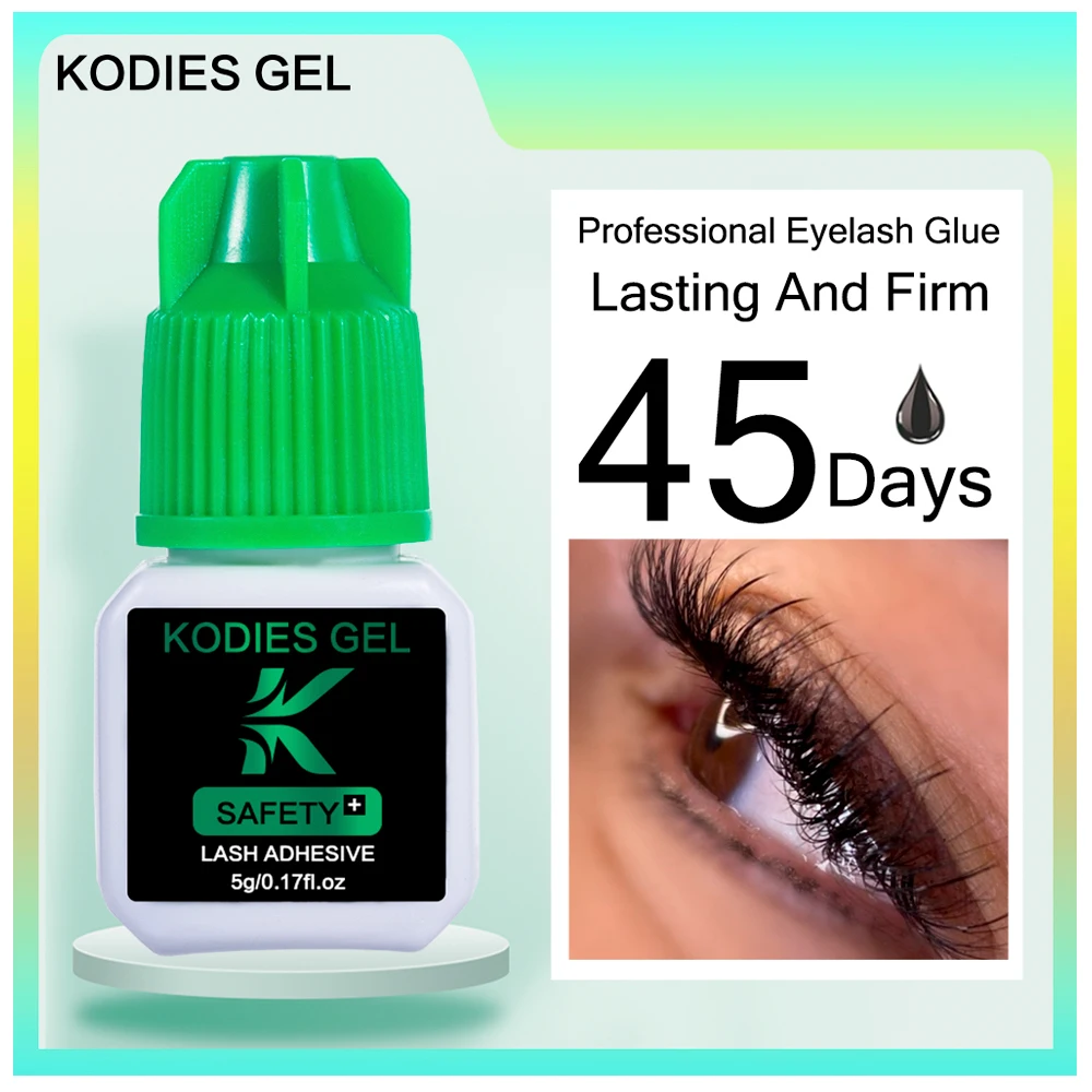 KODIES 젤 5g 속눈썹 접착제 1 초 강력 접착제, 반영구적 속눈썹 접착제 스틱 방수 유지 7-8 주