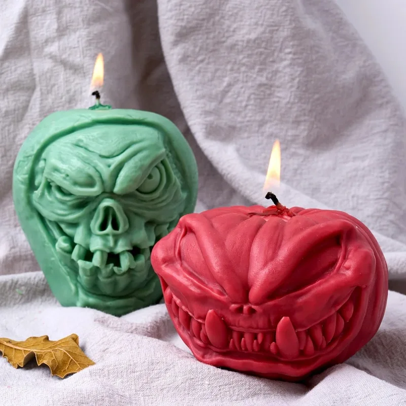 Große Variante Kürbis Schädel Silikon Formen 3D Schädel Kürbis Kerze Seife Gips Handwerk Harz Form Halloween Geschenk Machen Werkzeug