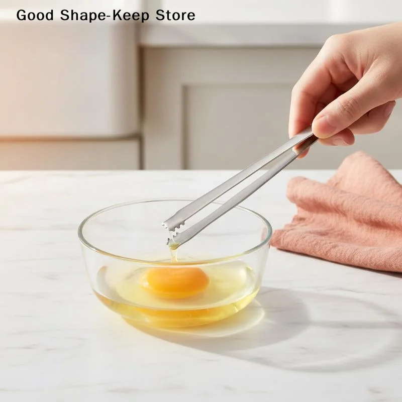 Easy to Clean Stainless Steel Egg Tongs Food Safe Egg Chalaza Remover Efficient Eggshell Fragment Picker for Home Kitchen Use