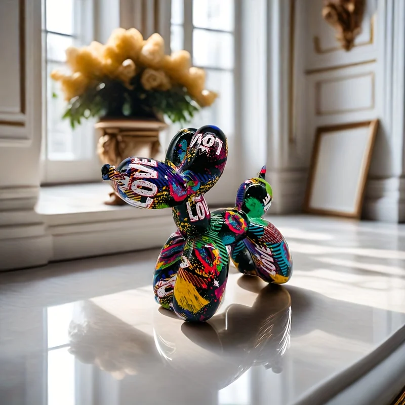 

Resin LOVE Balloon Dog Statue,Hip-Hop Art Decor, Alphabet Animal Theme, Indoor & Outdoor Ornament for Valentine'S & Mother'S Day