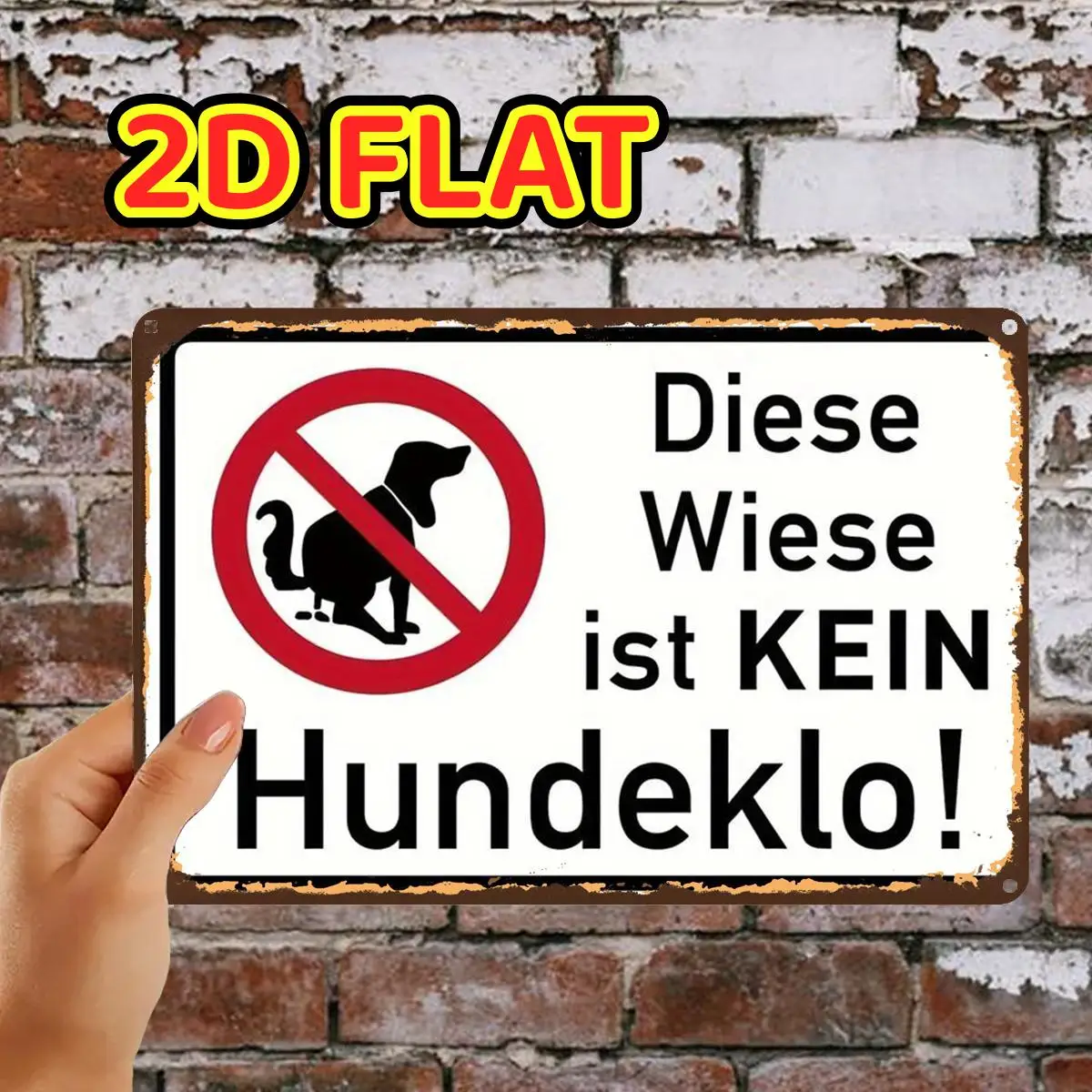 No Dog Pooping SignMetal Iron Aluminum Sign, Pre-Drilled Holes, Suitable for Indoor, Garden,Outdoor, Home, Office