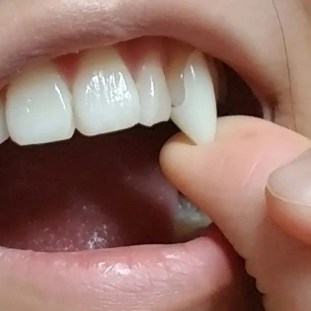 Decoración de Halloween, dientes de vampiro, dentaduras postizas con colmillos de 1,3-1,9 cm, colmillos falsos con adhesivo para dentadura postiza, accesorios para disfraces de Halloween