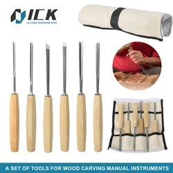 Woodworking Carving Chisel Kit 6Pcs HSS Wood Chisels Set Professional Chisels with Beech Handles Ergonomic Wood Carving Tools