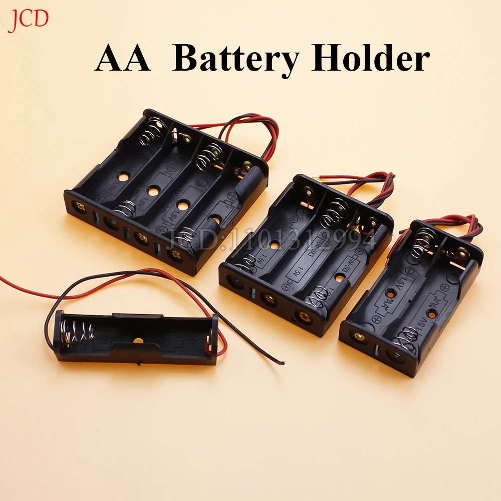 2 pieces 1/2/3/4 Slot AA Battery Case AA Battery Box AA Battery Holder 14500 AA DIY Leads With 1 2 3 4 Slots Drop shipping