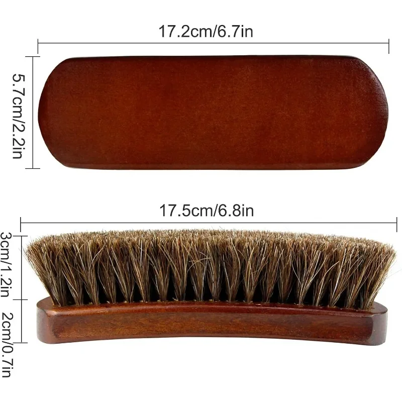 New Horsehair Leather Textile Cleaning Brush for Car Interior Furniture Apparel Bag Shine Polishing Brush Auto Wash Accessories