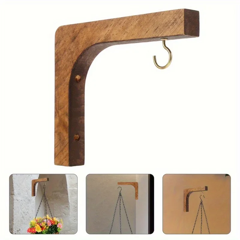 Wooden Wall Plant Hooks, Plant Brackets Indoor and Outdoor Wooden Hooks Hanging Baskets Wind Chimes Lanterns Etc. Stable Durable