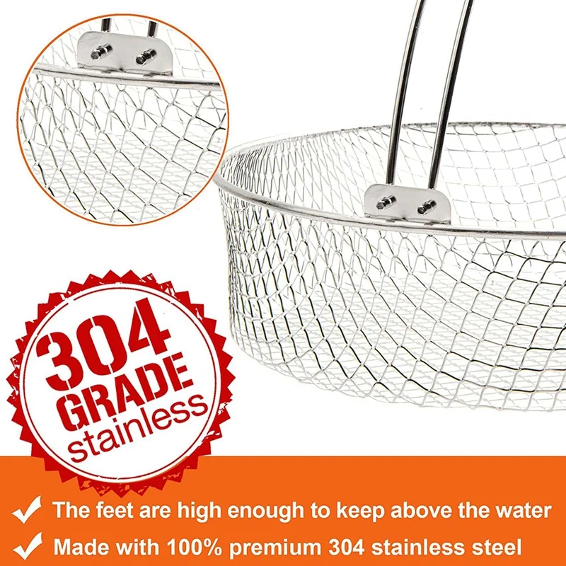 Air Fryer Basket,Steamer Basket,304 Stainless Steel Mesh Basket For Air Fryer,Air Fryer Accessory 8 Inch Basket