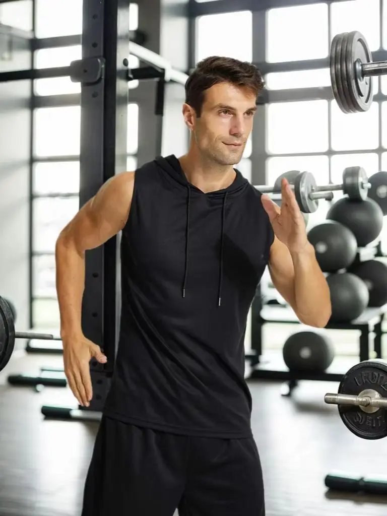 Camisetas de Academia Masculinas com Capuz, Regata Musculosa Sem Mangas para Homens, Camiseta de Secagem Rápida para Corrida e Treinamento