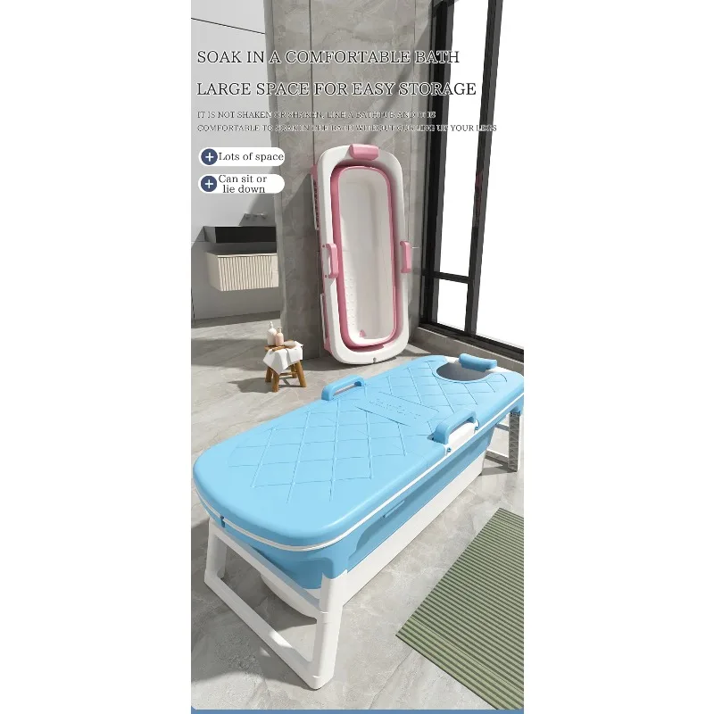

The new large plastic portable bathtub is more comfortable, foldable adult large bathtub with massage rollers