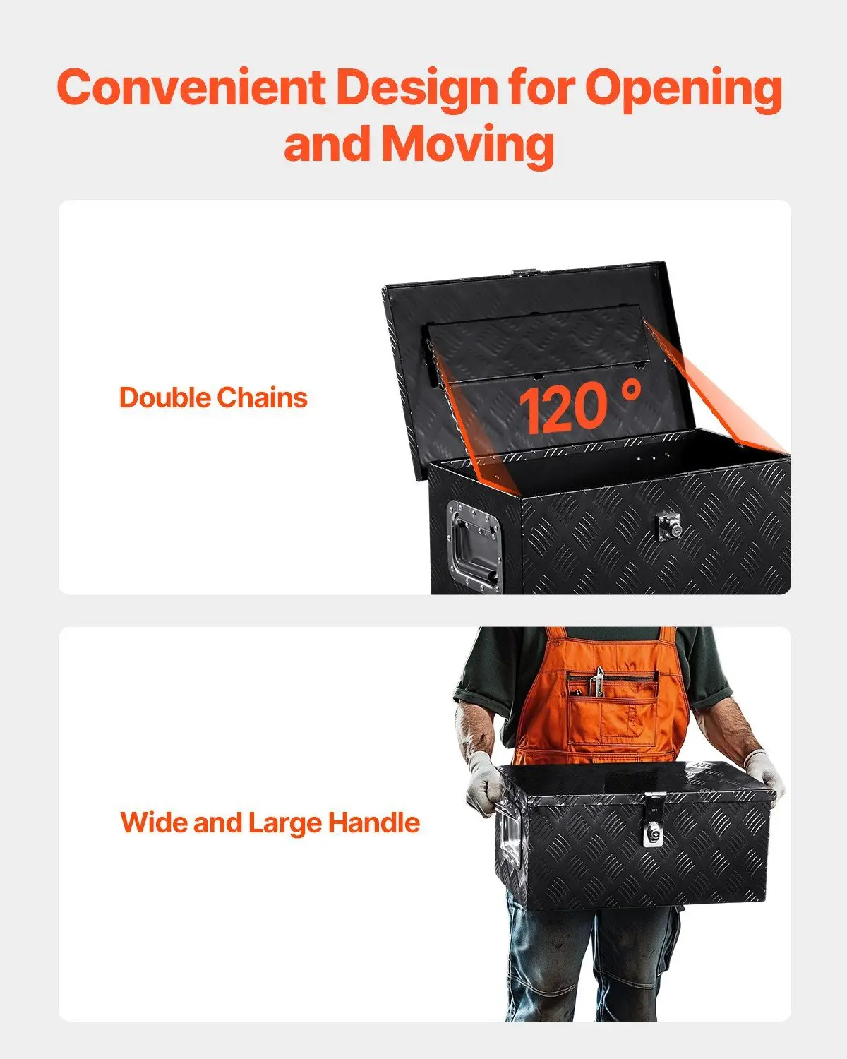 صندوق أدوات من الألومنيوم عالي التحمل مقاس 20 × 12 × 9.5 بوصة، تصميم خفيف الوزن مقاوم للعوامل الجوية لسرير بيك اب باللون الأسود #6