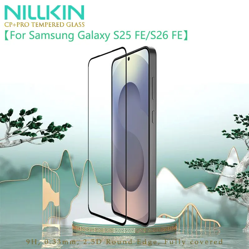 NILLKIN Full Glue 9H Tempered Glass For Samsung Galaxy S25 FE/S26FE, 0.33mm Film, Anti-Glare & UV Protection, Nano Oil Coating