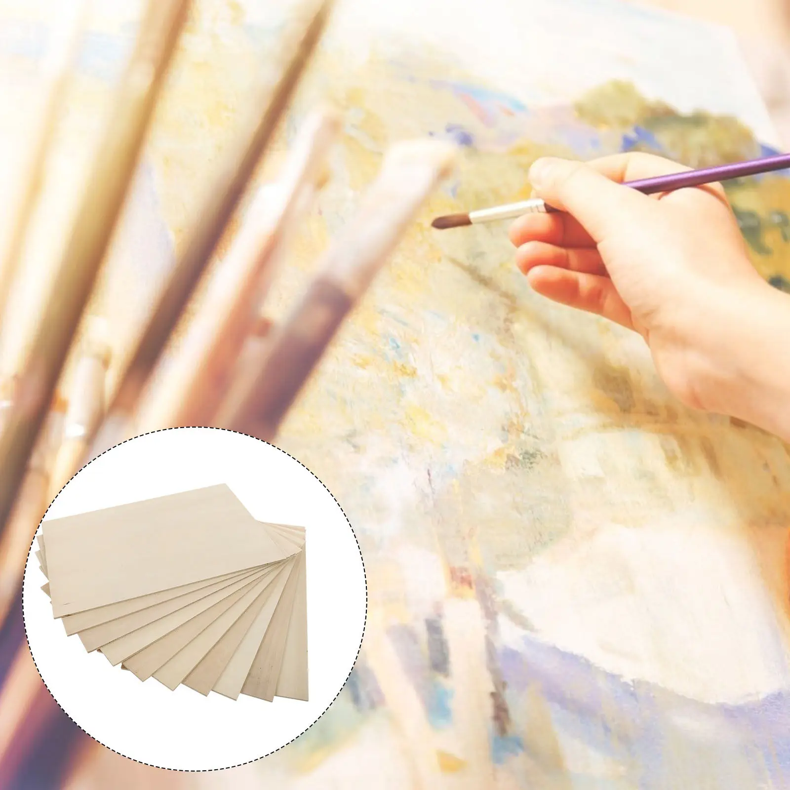 

10Pcs Basswood Plywood Blank Wood Slices for Painting Crafts Unfinished Wooden Cutouts DIY Pyrography Supplies Sand