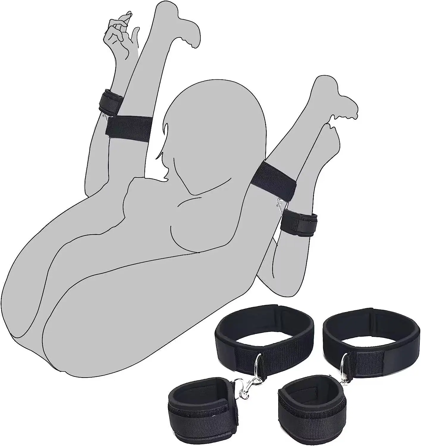 BDSM Restrain Bondage Set Padded Wrist Thigh Cuffs Sex Toy for couples Adjustable Handcuffs Leg Straps Sexy Slave Beginner Kit