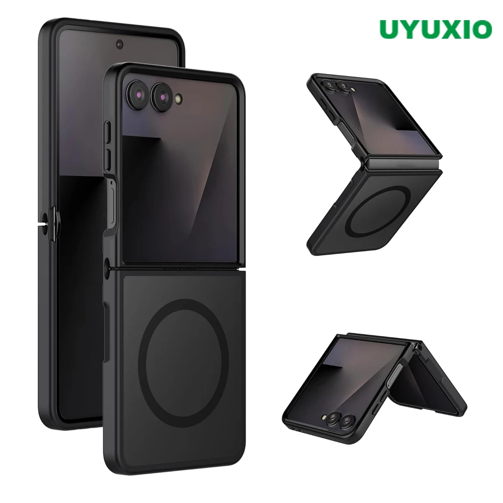 UYUXIO Magnetische Kabellose Ladehülle für Samsung Galaxy Z Flip 7 Schlanke Robuste Durchsichtige Hülle mit Magnet