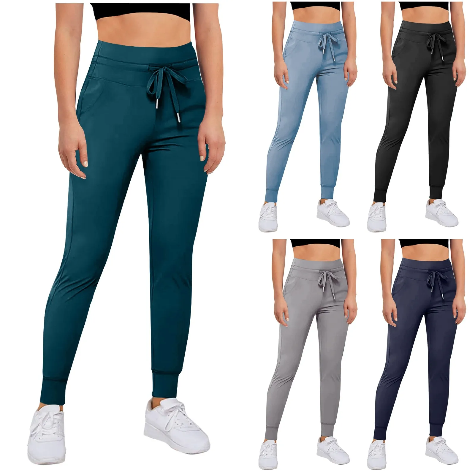 Soft Comfort Sport Pants For Women High Waisted Drawstring Trousers Full Length Joggers Yoga Pants Ladies Sweatpants