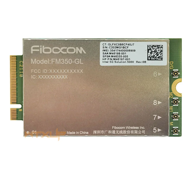 Imagem -03 - Fibocom-módulo Usado para o Portátil Fm350-gl 5g M.2 hp X360 830 840 850 g7 Lte Wcdma 4x4 Mimo Gnss