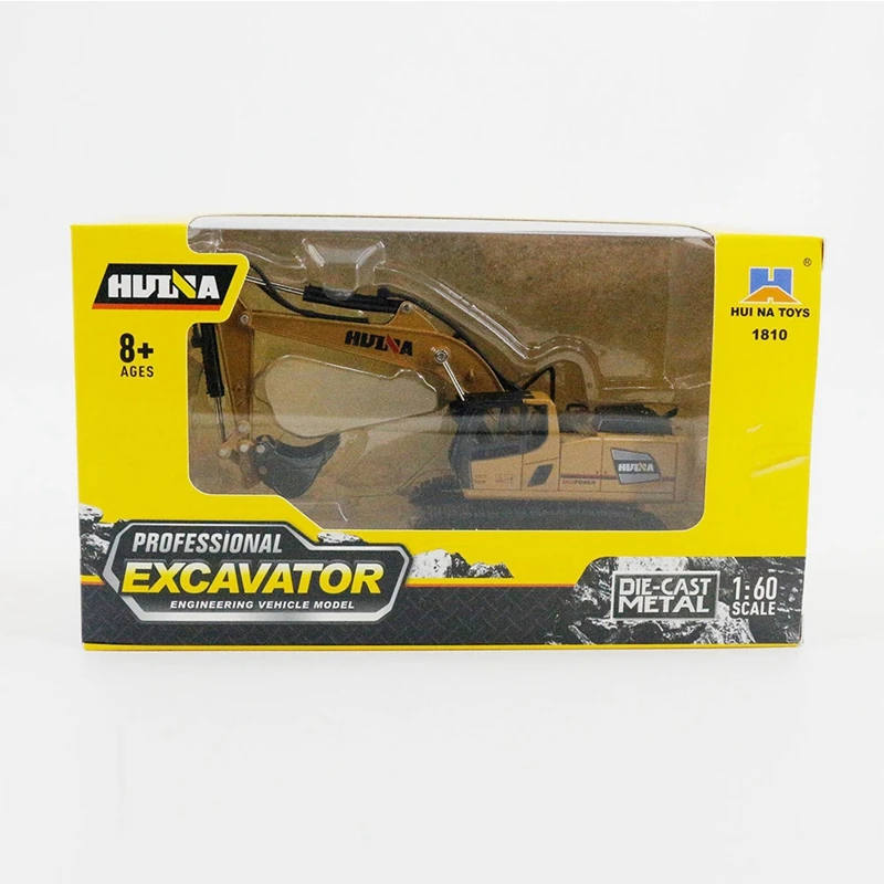 HUINA 1810 1/60 Alloy Excavator Model High Simulation Engineering Construction Vehicle Toy Diecasts Truck Collection Toys