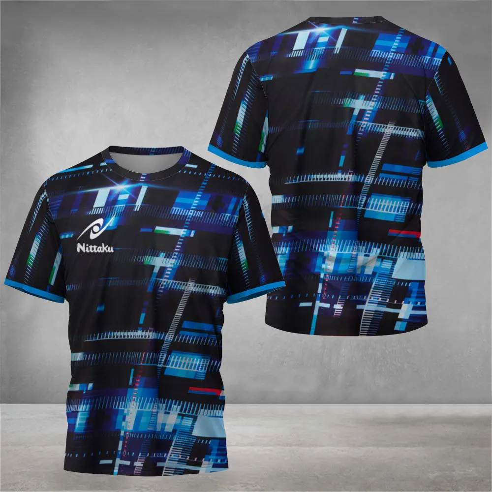 Men's Nittaku Table Tennis T-shirt Highlight Moment Print Men's Summer Sports Table Tennis T-shirt Training Quick Drying T-shirt